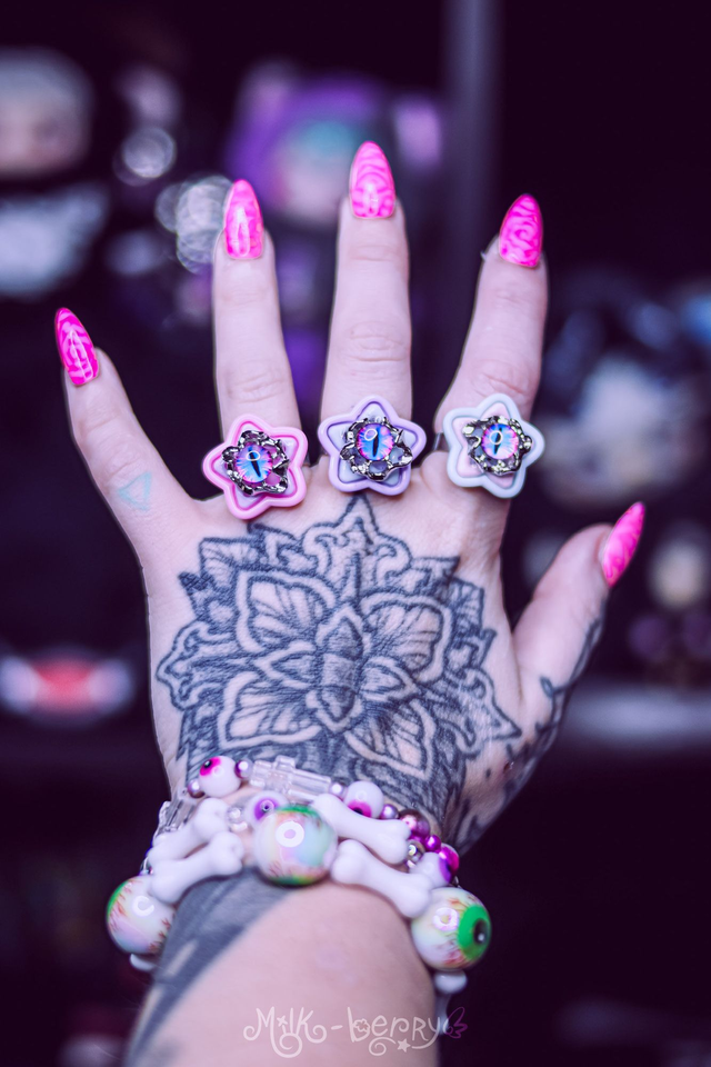 Bague Pastel Goth Etoile Oeil de dragon