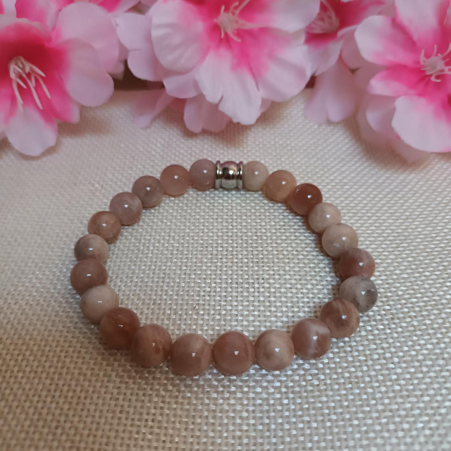 Bracelet pierre de lune rose 8mm