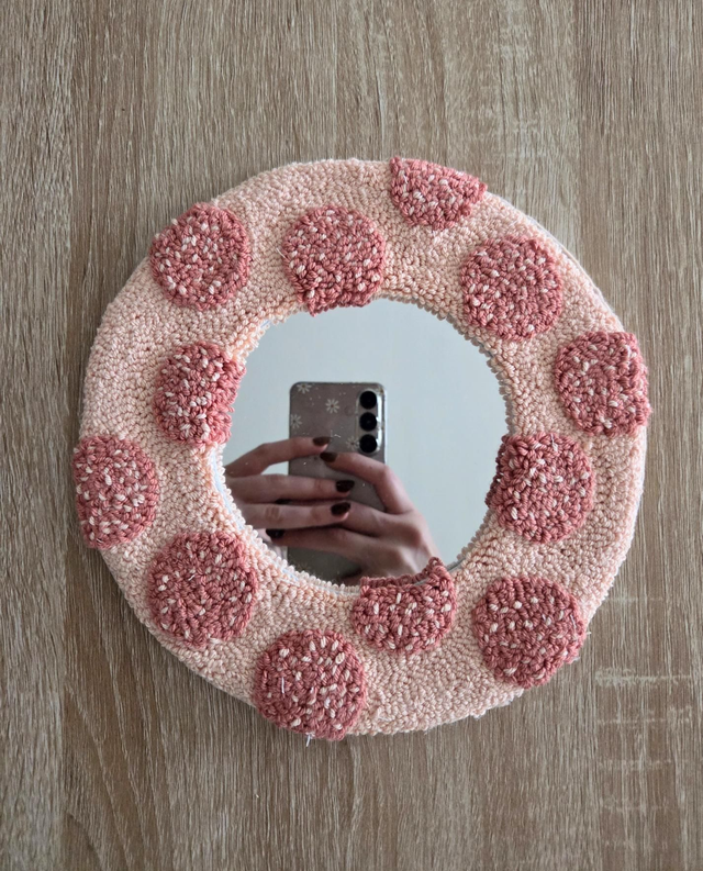 Miroir décoratif – pêche à pois roses