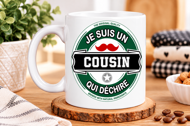 Mug Cousin Qui Déchire – Une Idée Cadeau Originale et Drôle pour un Cousin au Top