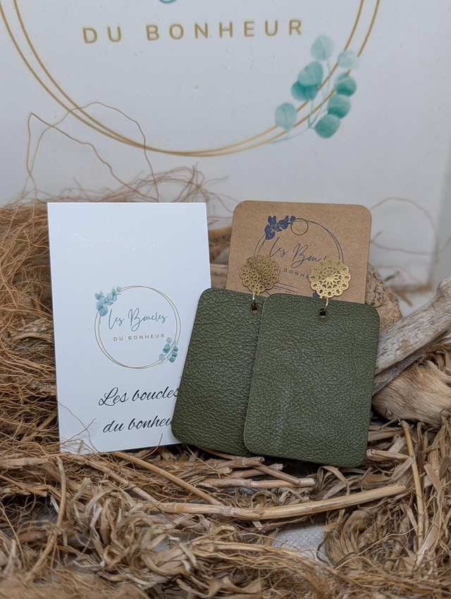 Boucles d'oreilles Léontine kaki l016