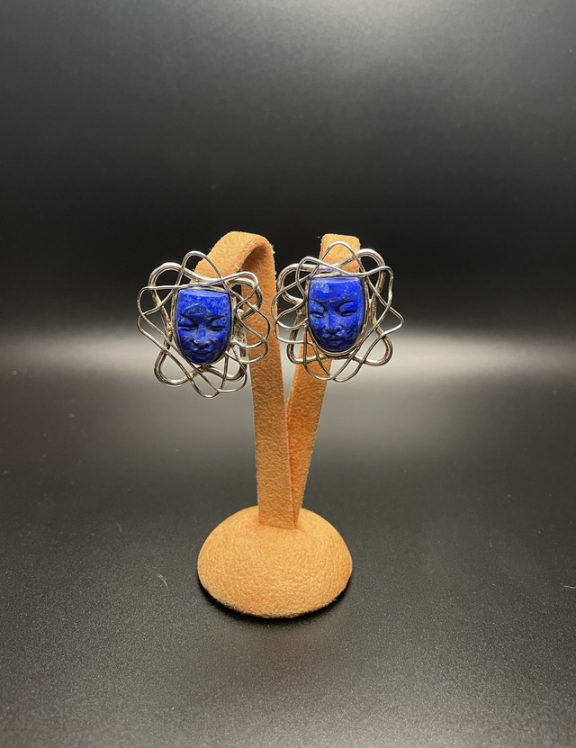 Maschere di Luce – Orecchini in Argento 925 con Maschere in Lapislazzuli