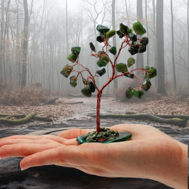 Arbre "Aventurine" sur agate