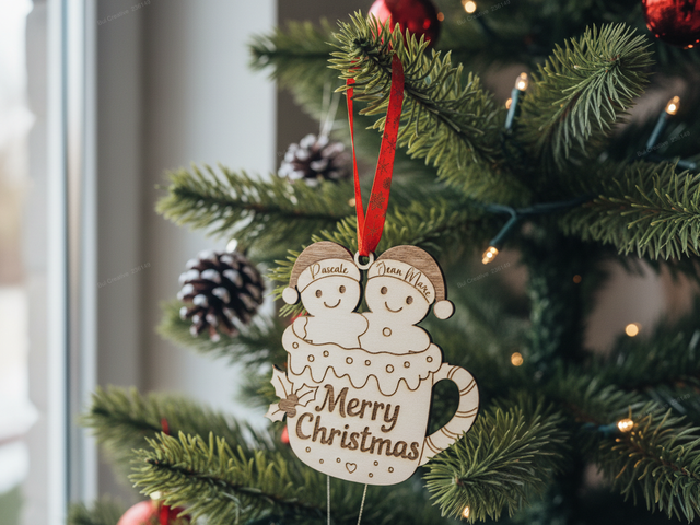 Tasse de Noël Bonhommes de Neige 2 à 6 prénoms