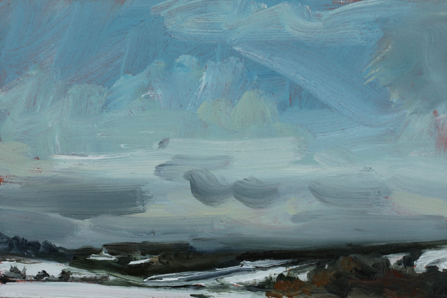 SS- Blue sky and snow at Poundbury Hillfort 