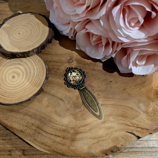 Signet fleur Noir &amp; Or