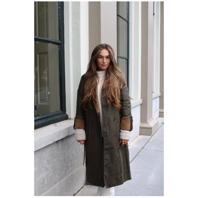 Barbour Brackley Waxed Trench Coat Beech/Archive Olive/Ancient