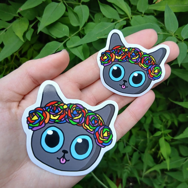 Rainbow Flower Crown Cat Sticker