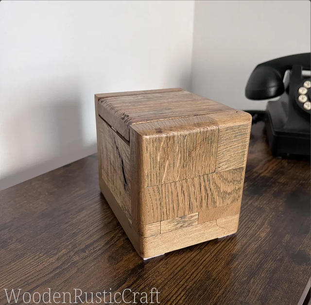 Handcrafted Rustic Oak Box - Unique Texture