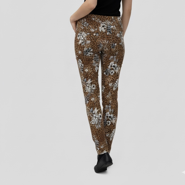 Jean Slim Place du Jour Imprimé Léopard et Floral – Pantalon Stretch Femme