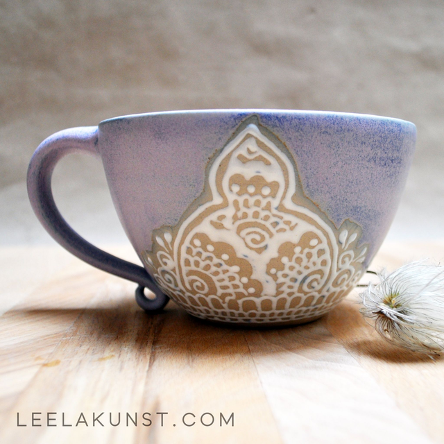 Cappuccino Mug, pastel purple/blue, wide-rim