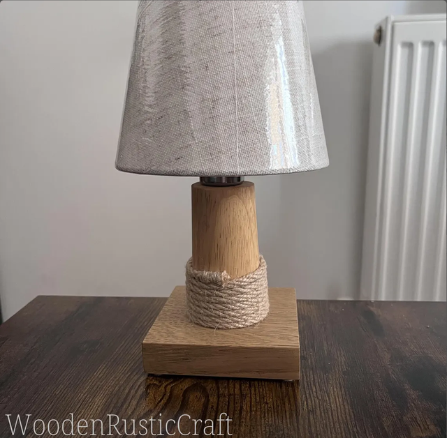 Bedroom Lamp with Rubberwood & Oak Base