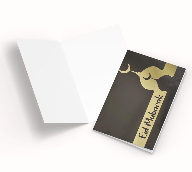 5 pack Eid Mubarak Cards - Black with Gold Mosque