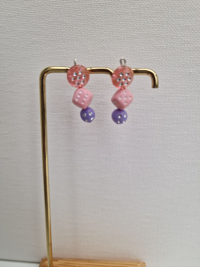 Parure Bijoux Papillons Dés Perles Roses Violets