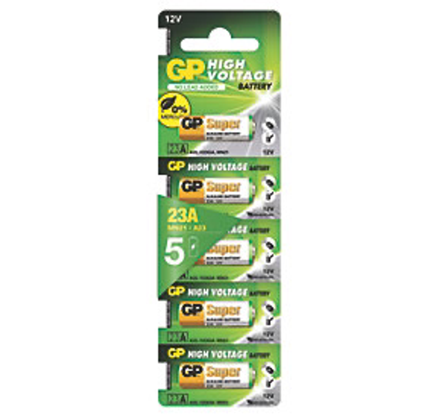 23A 12 Volt GP Alkaline Battery (Pack 5)