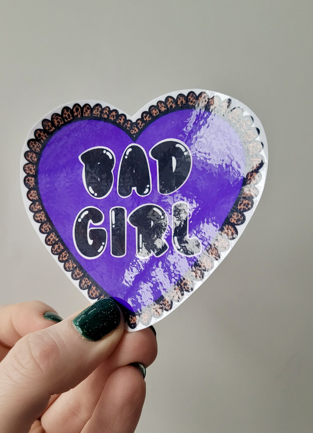 Bad Girl Heart Glossy Vinyl Sticker – Purple Alt Spicy Decal