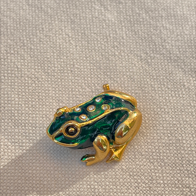 Frosch Brosche Emaille Strass