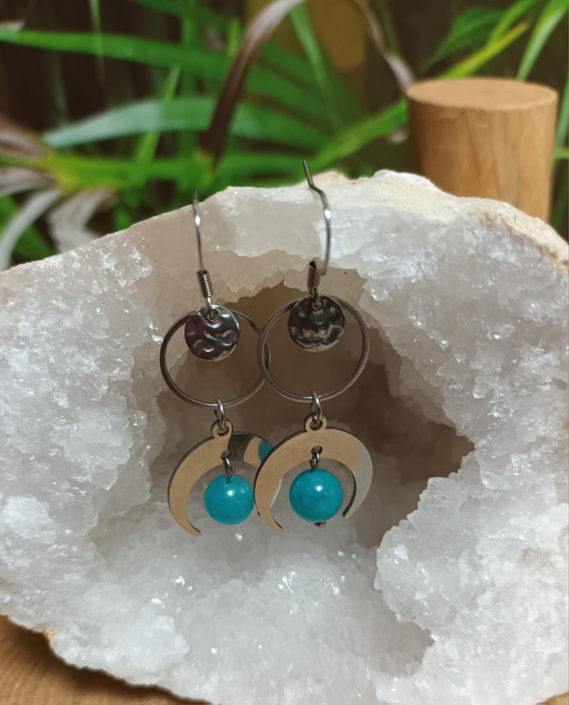Boucles d&#039;oreilles en amazonite du Pérou