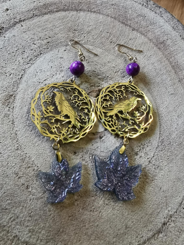 Corbeaux dorés , érables violets &amp; perles violettes