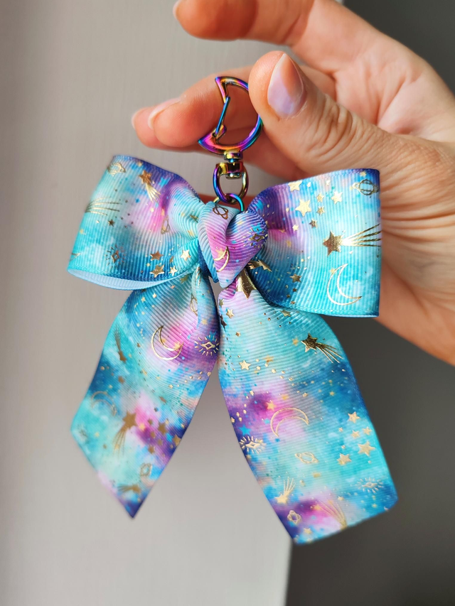 Galaxy bow keychain/bag charm