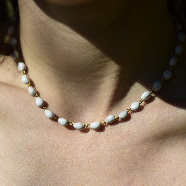 collier Job bleutée fines graines