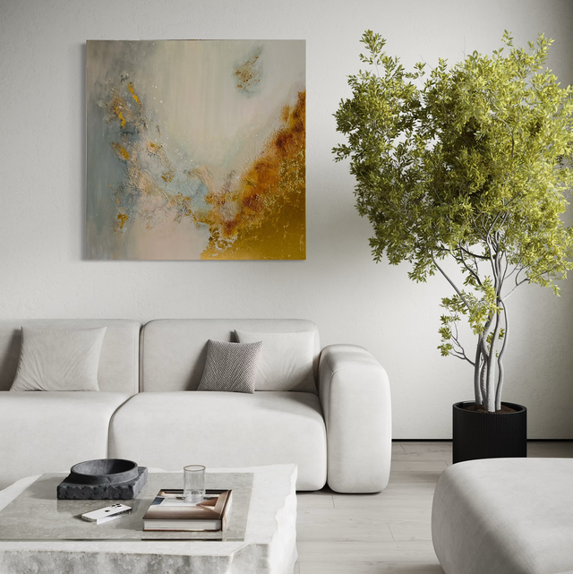 Vendue ✋🛑Onde Sacrée - Art abstrait contemporain - feuille d'or