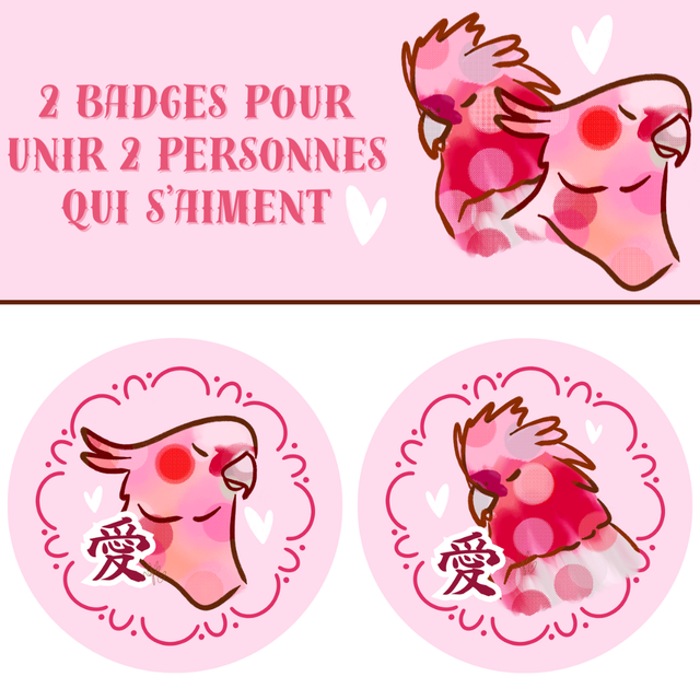Badges assortis 37mm "Pour unir 2 personnes qui s'aiment"  