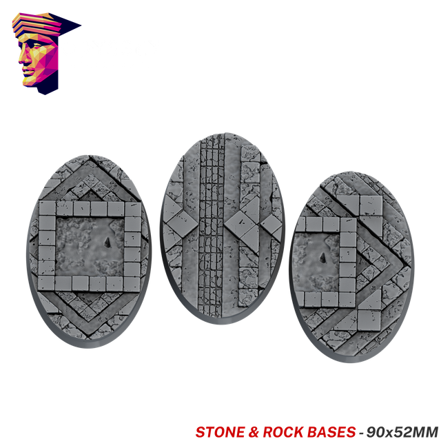 Stone &amp; Rock Scenic Bases – 90x52mm Oval x3