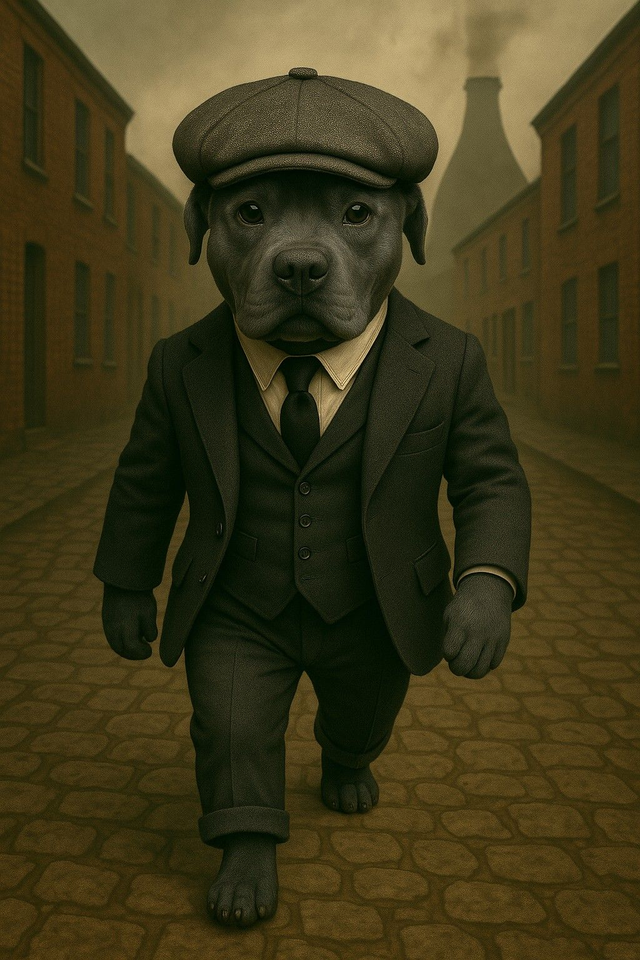 Blue Staffie Framed Canvas Peaky Pooch