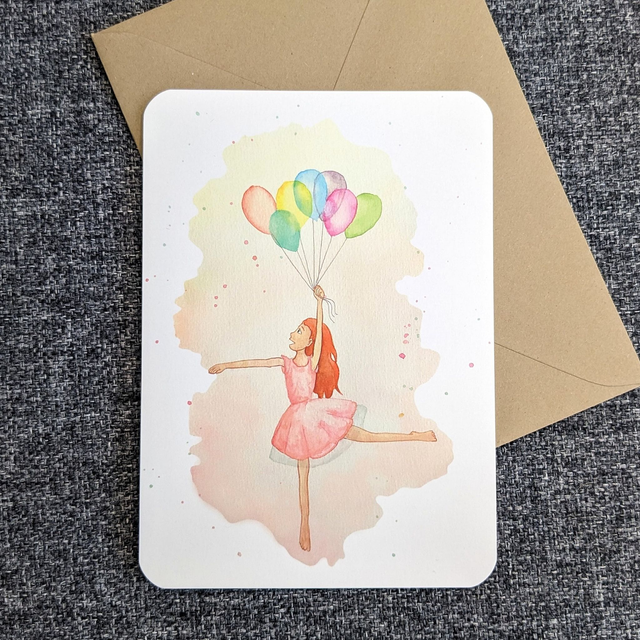 Wenskaart Ballerina, incl envelop