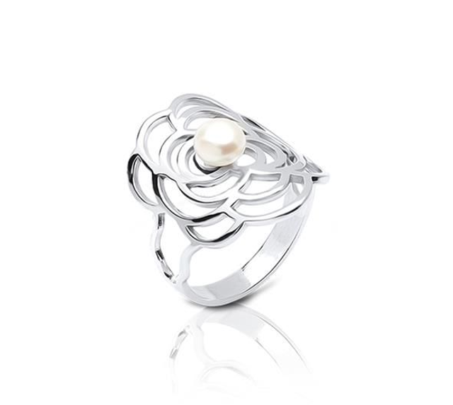 Ring “Parel” – sterling zilver 925 met camelia &amp; parel