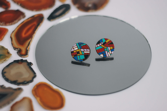 Kolczyki sztyfty z mozaiką