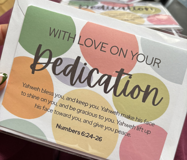 Dedication card