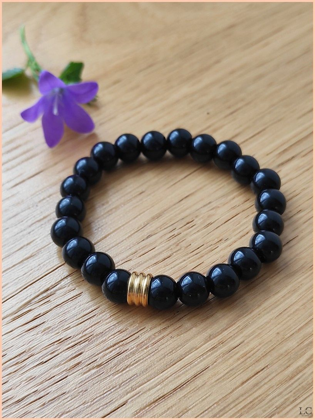 Bracelet 8mm - Agate noire 
