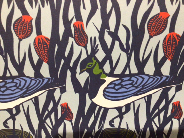 Gift Wrap Rewrapped Bird White Red and Blue