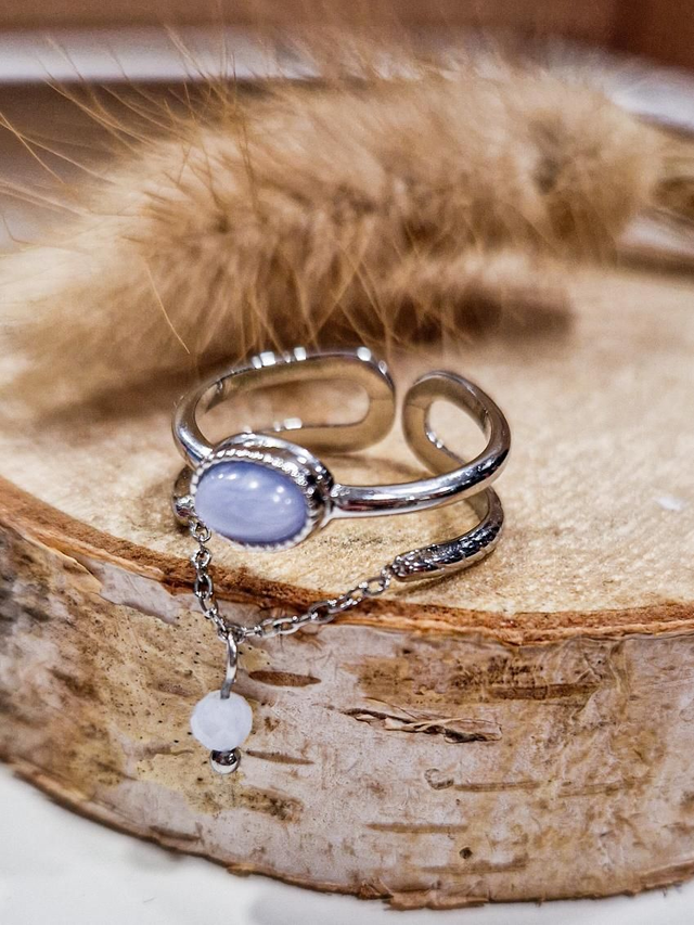 Bague "Serena" - Modèle bleu et argenté 