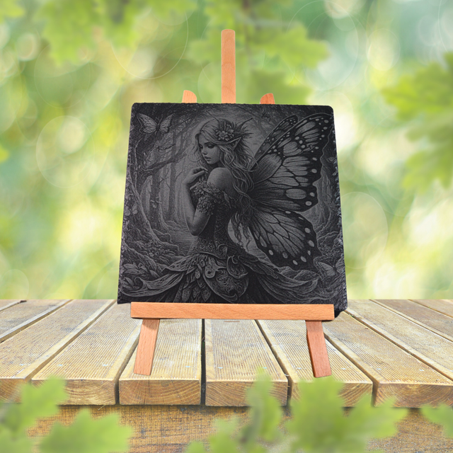 Fée papillon Ardoise 25x25cm 