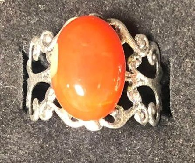 cornaline (bague baroque argentée) 