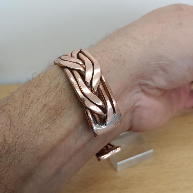 Bracelet en cuivre pur tressé celtique – anti-inflammatoire, homme