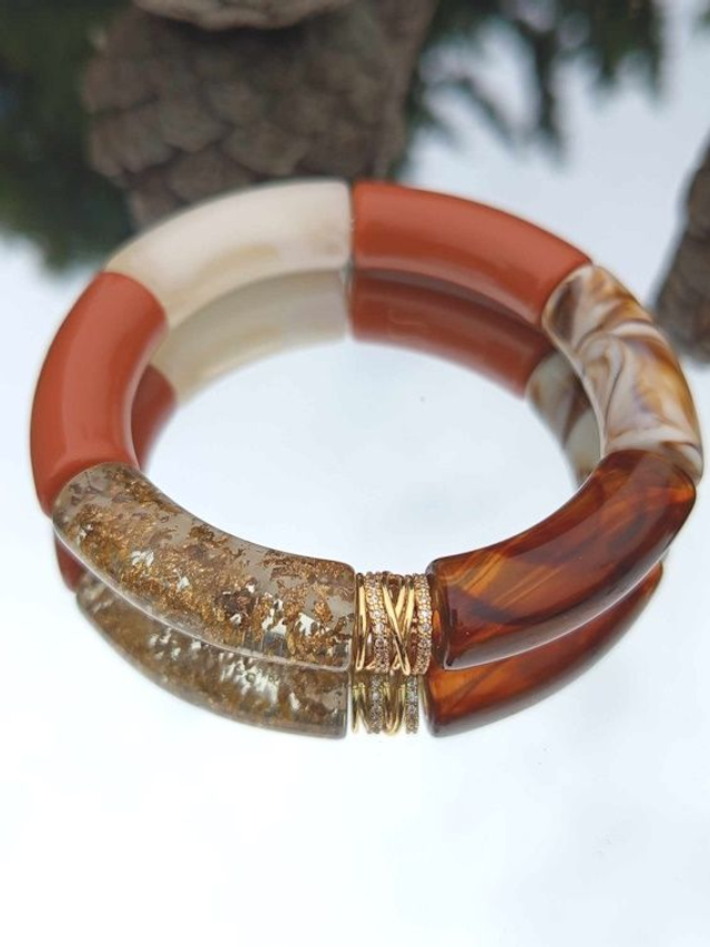 Bracelet perles tubes incurvées Chandra Dharti ki Chhaya