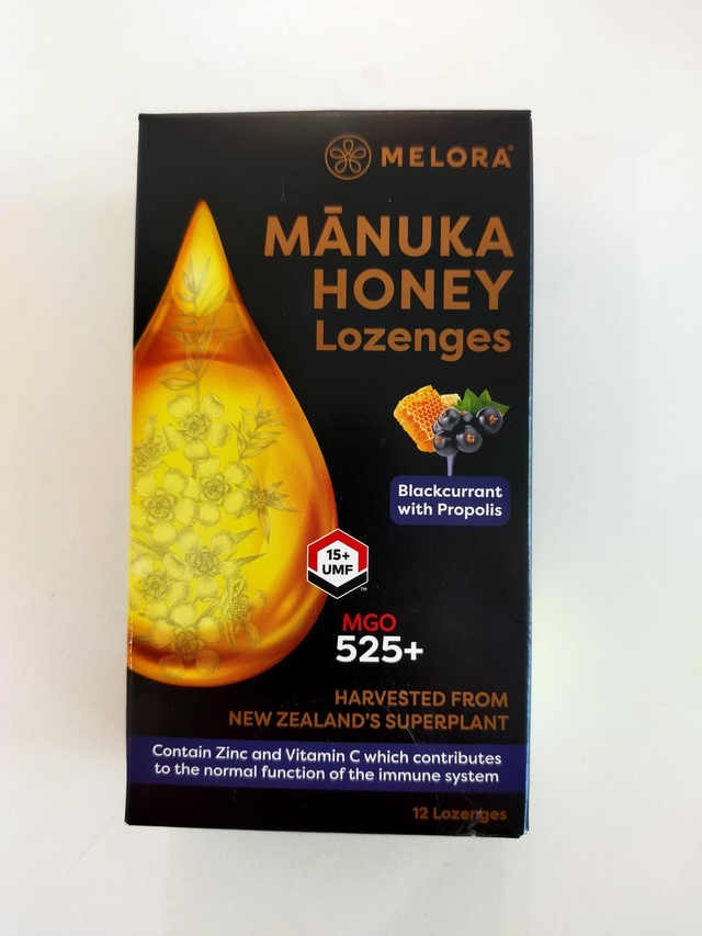 Manuka Honey 525 MGO, Propolis, Blackcurrant and Peppermint Lozenges Mel12