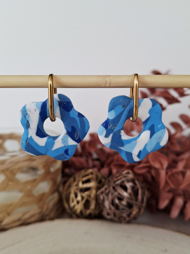 Pampilles Mix Blue - Grandes fleurs (sans créoles)