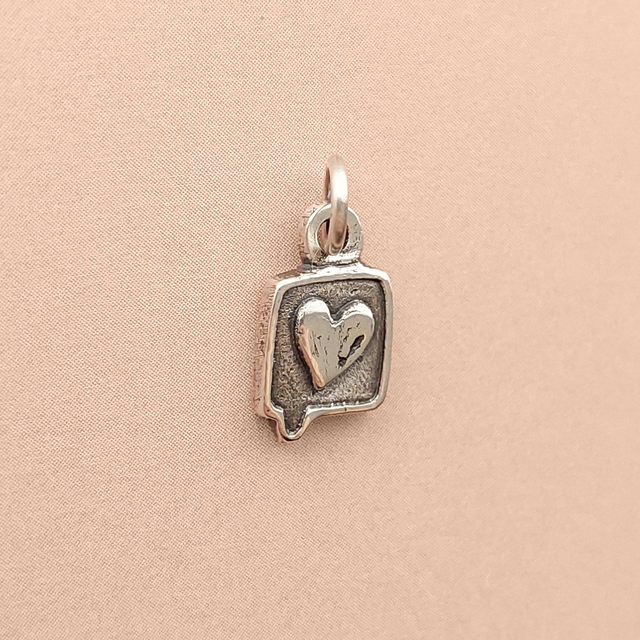 Quirky love message charm  - Sterling Silver heart pendant - Handmade silver necklace