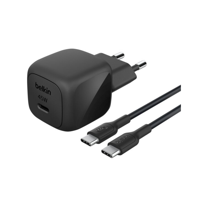 BELKIN Caricatore da Parete 45W + Cavo USB-C a USB-C 1m (PVC) (Nero)