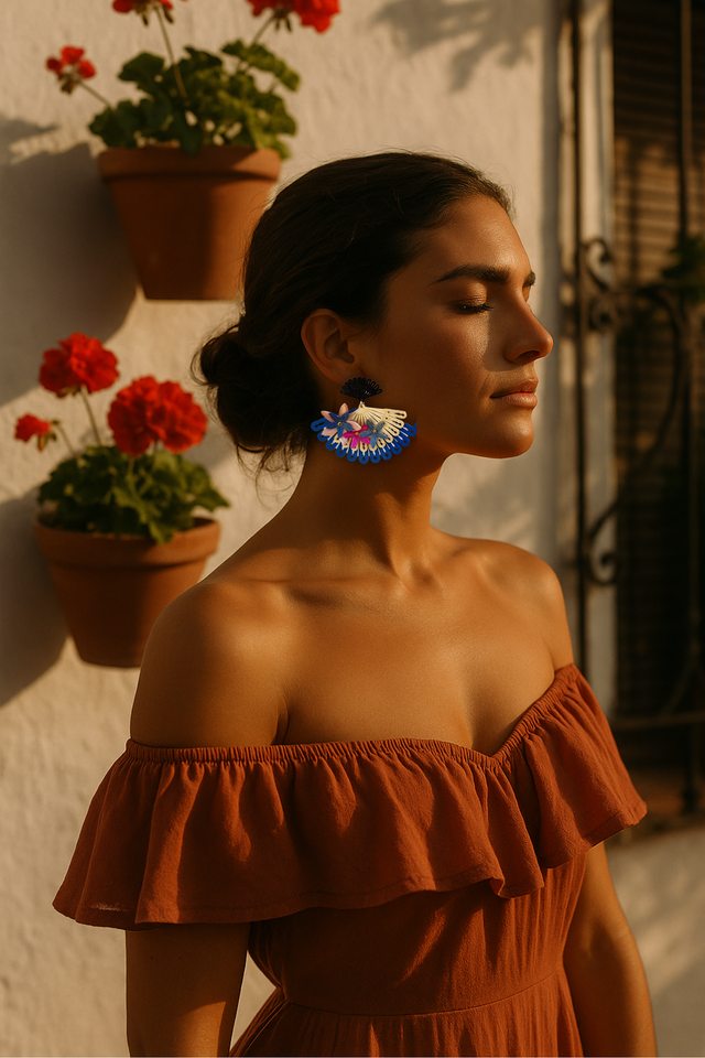 Pendientes Maxi Abanico Flor de Azahar | Diseño Exclusivo SOLEÁH | Joyería Sostenible ImpYris