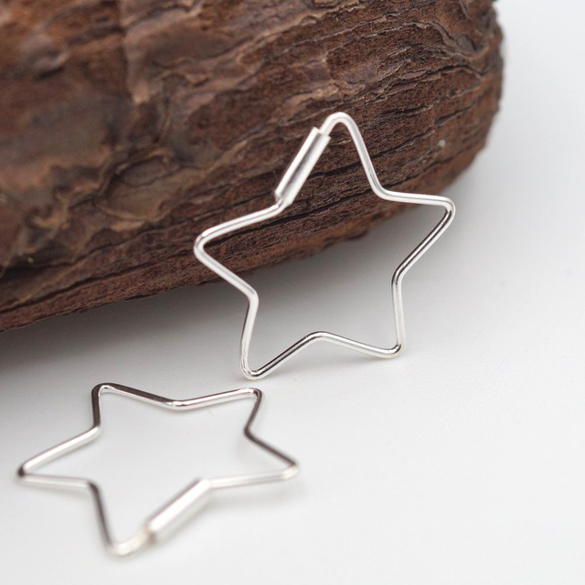Silver Star Hoop Earrings