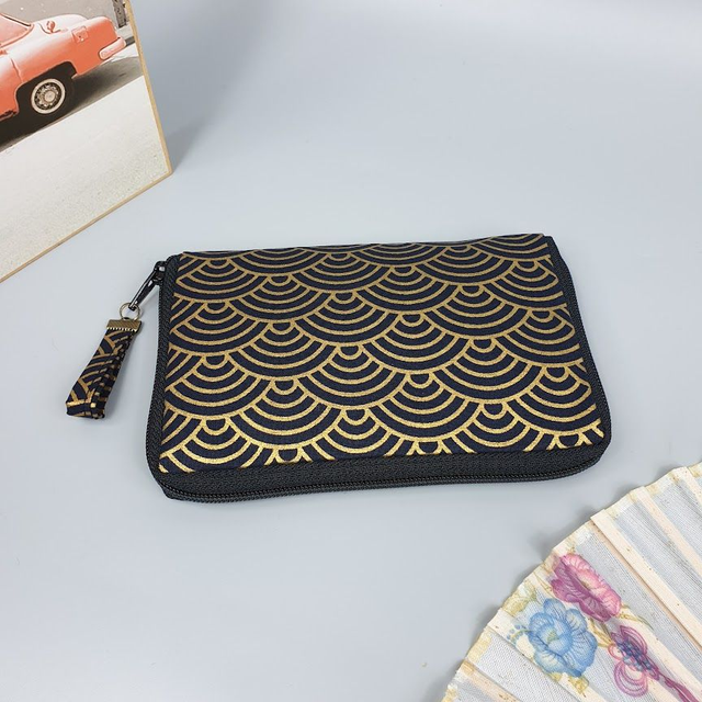 Portefeuille court zippé "Nami" noir doré