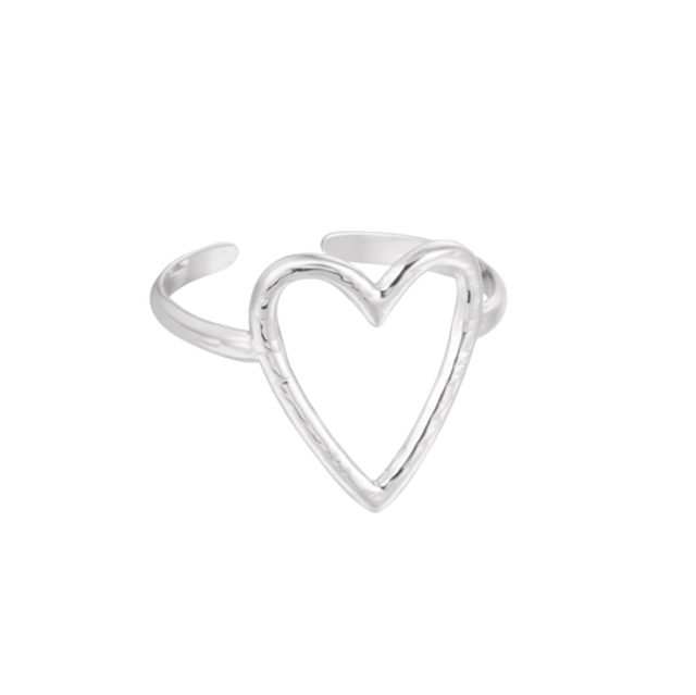 Ring big hart zilver