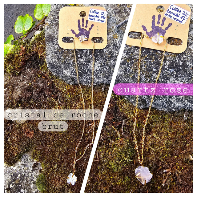 Collection "Sky" en acier inoxydable or et pierre naturelle brute