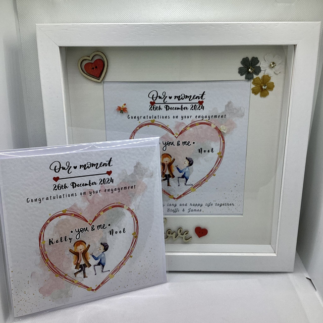 Handmade Personalised Engagement &amp; Wedding Card - Custom Love Greeting. Gift for couples.